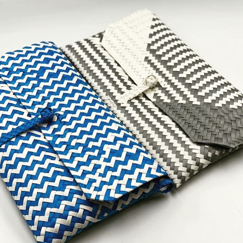 Blue and White Handwoven Clutch Sling Bag